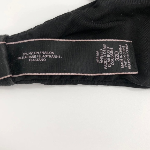 Victorias Secret Dream Angels Padded Demi Bra 32D Black Push Up Underwire - Picture 7 of 7